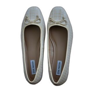 New Steve Madden Seemly Woven Ballet Flats 10 Yellow Mary Jane Academia Chic